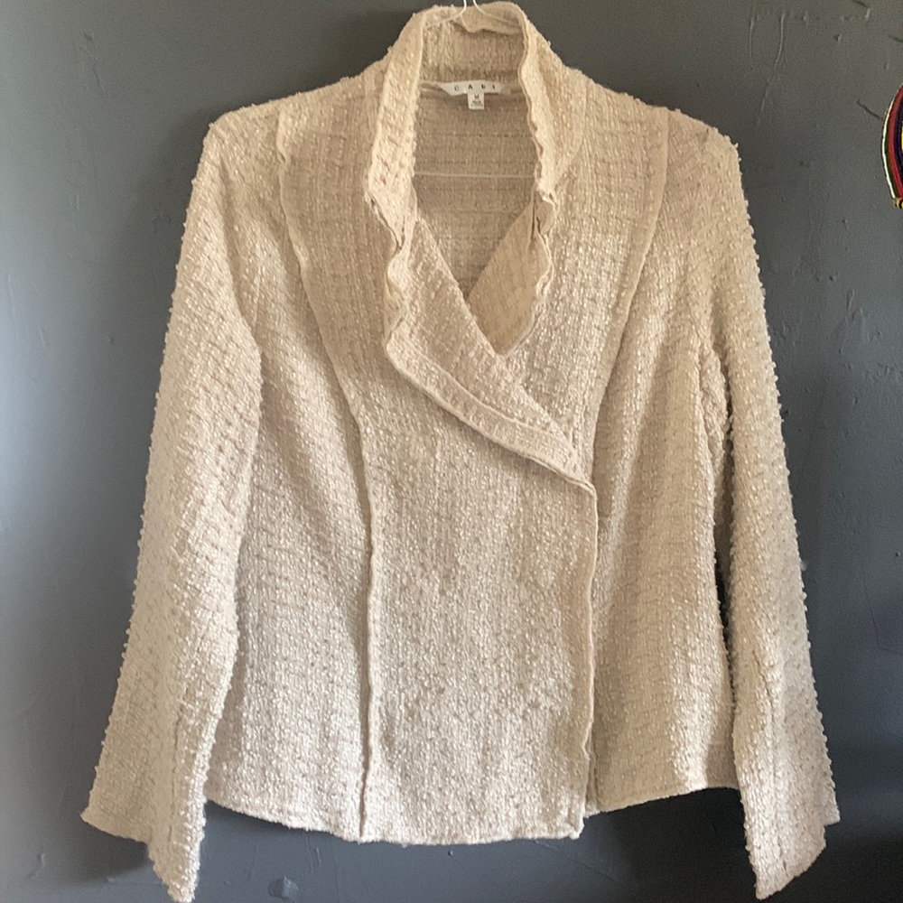 CABI Tan Knubby Textured Double Breasted Jacket Size M